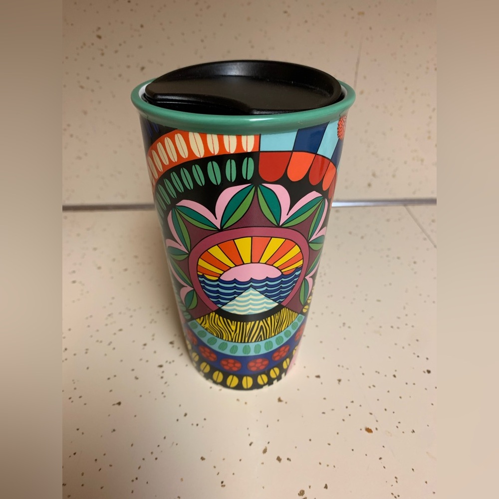 Starbucks Jessie + Katey colorful, artistic, ceramic travel tumbler lmtd edtn